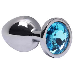 (INDISPONÍVEL) **Plug Anal M Aço AZUL CÉU Brilhante Sexy Import