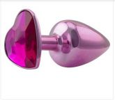 (INDISPONÍVEL) Plug Metálico ROSA Pedra Formato de Coração Hard - HA121R