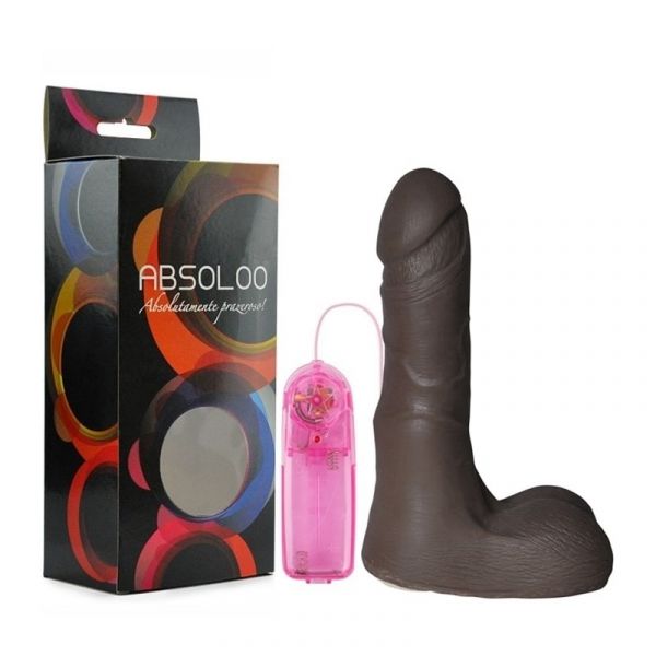 ! ** (INDISPONÍVEL) PÊNIS REALÍSTICO ABSOLOO NEGRO EM LOVESKIN ROTATIVO E VIBRO AH26