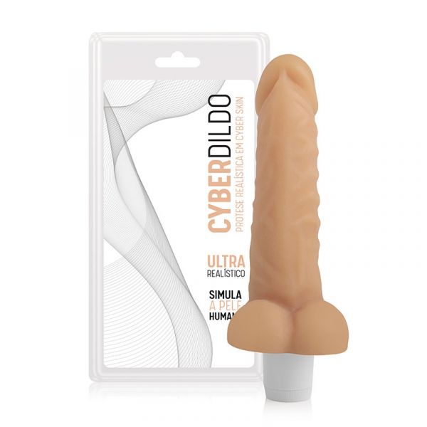 ! ** (INDISPONÍVEL) Prótese em Cyber Skin Vibrador - Nervoso com escroto 17x4 cm AH343