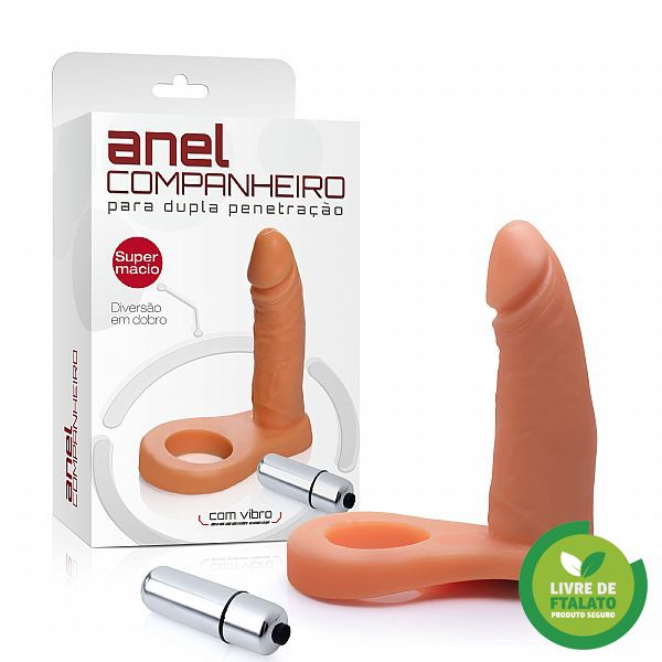 ! ** (INDISPONÍVEL) Anel Companheiro 11x2,5 cm na cor pele - Com Vibrador Torpedo