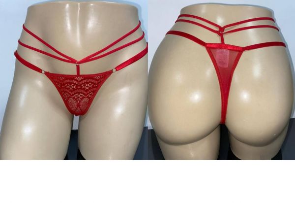 ! Calcinha renda vermelha - 2 Argolinhas
