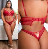 !      ST**  CROPPED COM BOJO, FEITO EM TULE E RENDA, C/ ELÁSTICOS E PINGENTES BANHADOS A OURO G/V *