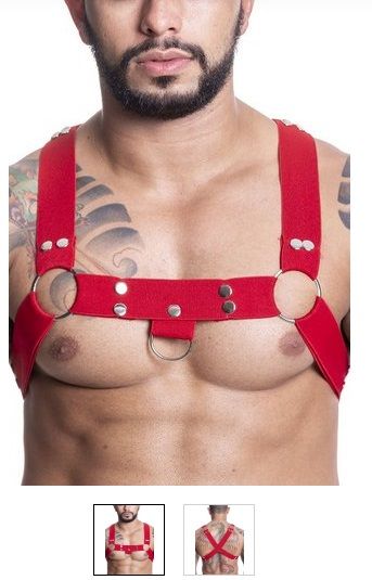 ! ** (INDISPONÍVEL) HARNESS EM ELASTICO VERMELHO COM METAL