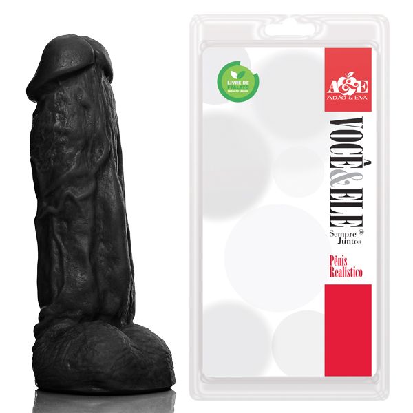 ! ** (INDISPONÍVEL) Prótese com escroto Kong - 19,5x5,5 cm na cor preto AH125