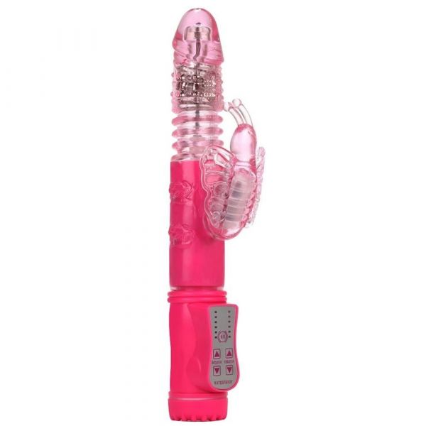 ! ** (INDISPONÍVEL) VIBRADOR ROTATIVO SOBE DESCE BUTTERFLY 25 X 3,5 CM ROSA *