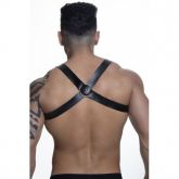 !                              **  (INDISPONÍVEL)  HARNESS EM COURO SINTÉTICO FORMATO H PRETO-costas