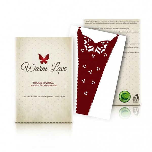 (INDISPONÍVEL) CALCINHA SOLÚVEL WARM LOVE MORANGO COM CHAMPAGNE