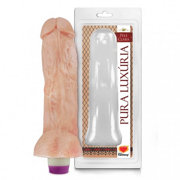 (INDISPONÍVEL) **PÊNIS REALÍSTICO COM ESCROTO E VIBRO 21,5 X 5,2 CM AH63