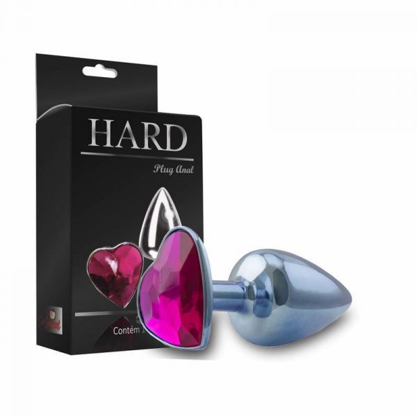 (INDISPONÍVEL) Plug de Metal Azul detalhe Coração - Hard - HA121A