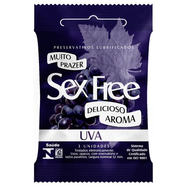 ! Preservativo Lubrificado Sex Free - Aroma Uva